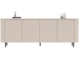Sideboard OTTO HOME "Lido, 231 cm breit, 3 Türen, Anrichte, Kommode, Stauraumschrank", cashmere, B:231cm H:83cm T:43cm, Sideboards, Sideboard, Formgebogenes MDF, Stirnseiten mit Rundung, Push-to-open, Metallfüße