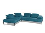 Ecksofa CALIA ITALIA "Skyline, Made in Italy, Design-Sofa, L-Form, mit Sitztiefenverstellung", blau, B:300cm H:77cm T:224cm, Sofas, Ecksofa, verstellbare Armlehne und Kopfstütze für maximalen Komfort