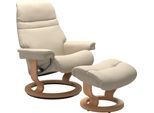 Relaxsessel STRESSLESS "Sunrise", beige (cream batick), B:88cm H:103cm T:78cm, Leder BATICK: BATICK ist ein leicht korrigiertes, durchgefärbtes und genarbtes Möbelleder, bei dem die meisten Unebenheiten und Spuren in der Regel entfernt wurden.;Leder PALOMA: PALOMA ist ein durchgefärbtes Semianilin-Möbelleder mit natürlicher Narbung.;ROHLEDER Stoff Q2 FARON: Ein fester zuverlässiger Bouclé mit eine