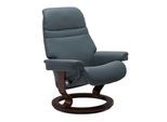 Relaxsessel STRESSLESS "Sunrise", blau (atlantic blau batick), B:75cm H:100cm T:73cm, Leder BATICK: BATICK ist ein leicht korrigiertes, durchgefärbtes und genarbtes Möbelleder, bei dem die meisten Unebenheiten und Spuren in der Regel entfernt wurden.;Leder PALOMA: PALOMA ist ein durchgefärbtes Semianilin-Möbelleder mit natürlicher Narbung.;ROHLEDER Stoff Q2 FARON: Ein fester zuverlässiger Bouclé m