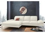 Ecksofa W.SCHILLIG "enjoy&MORE, Designsofa, bequem, zeitlos und elegant, L-Form", weiß (weiß z59), B:310cm H:87cm T:185cm, Chenille-Flachgewebe R66 (85% Polyester, 15% Nylon);Longlife Xtra-Leder Z59: Glattleder mit modischer Prägung. Hautstärke 0, 9 - 1, 1 mm;Stoff S37 (100% Polyester), Sofas, Ecksofa, Sitztiefenverstellung, Füße bronze pulverbeschichtet, Breite 310 cm