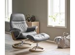 Relaxsessel STRESSLESS "Sunrise", grau (grau batick), B:79cm H:103cm T:73cm, Leder BATICK: BATICK ist ein leicht korrigiertes, durchgefärbtes und genarbtes Möbelleder, bei dem die meisten Unebenheiten und Spuren in der Regel entfernt wurden.;Leder PALOMA: PALOMA ist ein durchgefärbtes Semianilin-Möbelleder mit natürlicher Narbung.;ROHLEDER Stoff Q2 FARON: Ein fester zuverlässiger Bouclé mit einem