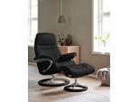 Relaxsessel STRESSLESS "Sunrise", schwarz (schwarz paloma), B:83cm H:105cm T:74cm, Leder BATICK: BATICK ist ein leicht korrigiertes, durchgefärbtes und genarbtes Möbelleder, bei dem die meisten Unebenheiten und Spuren in der Regel entfernt wurden.;Leder PALOMA: PALOMA ist ein durchgefärbtes Semianilin-Möbelleder mit natürlicher Narbung.;ROHLEDER Stoff Q2 FARON: Ein fester zuverlässiger Bouclé mit