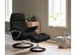 Relaxsessel STRESSLESS "Sunrise", schwarz (schwarz batick), B:79cm H:103cm T:73cm, Leder BATICK: BATICK ist ein leicht korrigiertes, durchgefärbtes und genarbtes Möbelleder, bei dem die meisten Unebenheiten und Spuren in der Regel entfernt wurden.;Leder PALOMA: PALOMA ist ein durchgefärbtes Semianilin-Möbelleder mit natürlicher Narbung.;ROHLEDER Stoff Q2 FARON: Ein fester zuverlässiger Bouclé mit