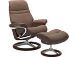 Relaxsessel STRESSLESS "Sunrise", braun (mole batick), B:79cm H:103cm T:73cm, Leder BATICK: BATICK ist ein leicht korrigiertes, durchgefärbtes und genarbtes Möbelleder, bei dem die meisten Unebenheiten und Spuren in der Regel entfernt wurden.;Leder PALOMA: PALOMA ist ein durchgefärbtes Semianilin-Möbelleder mit natürlicher Narbung.;ROHLEDER Stoff Q2 FARON: Ein fester zuverlässiger Bouclé mit einem