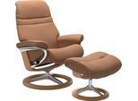 Relaxsessel STRESSLESS "Sunrise", braun (latte batick), B:83cm H:105cm T:74cm, Leder BATICK: BATICK ist ein leicht korrigiertes, durchgefärbtes und genarbtes Möbelleder, bei dem die meisten Unebenheiten und Spuren in der Regel entfernt wurden.;Leder PALOMA: PALOMA ist ein durchgefärbtes Semianilin-Möbelleder mit natürlicher Narbung.;ROHLEDER Stoff Q2 FARON: Ein fester zuverlässiger Bouclé mit eine
