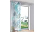 Gardine HEINE HOME Gr. 4, bunt (natur, türkis), B:135cm H:245cm, Polyester, Gardinen, Gardine
