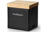 Vorratsdose CONTINENTA, braun (schwarz, holzfarben), B:12cm H:16cm L:14cm, Keramik, Massivholz, Lebensmittelaufbewahrungsbehälter, Vorratsdose, Knoblauchtopf