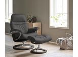 Relaxsessel STRESSLESS "Sunrise", grau (rock paloma), B:83cm H:105cm T:74cm, Leder BATICK: BATICK ist ein leicht korrigiertes, durchgefärbtes und genarbtes Möbelleder, bei dem die meisten Unebenheiten und Spuren in der Regel entfernt wurden.;Leder PALOMA: PALOMA ist ein durchgefärbtes Semianilin-Möbelleder mit natürlicher Narbung.;ROHLEDER Stoff Q2 FARON: Ein fester zuverlässiger Bouclé mit einem