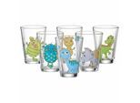 Kinderbecher RITZENHOFF & BREKER "Kindergläser Dino und Monsterchen 200 ml 6er Set bunt", bunt, B:7cm H:10cm Ø:7cm, Glas, Trinkgefäße, Kinderbecher, Spülmaschinengeeignet