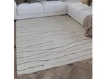 Wollteppich WECON HOME "Hamptons ELEVEN", beige (creme weiß), B:40cm H:10mm L:60cm, Schurwolle, Teppiche, Läufer, Schurwolle, Kurzflor, Wohnzimmer, Schlafzimmer, Wellen