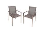 Gardenson , Silberfarben, Taupe , Metall, Kunststoff , 56x85x64 cm , stapelbar, gastro- und objekttauglich, wetterfest, geeignet für Balkon, abwischbar, inklusive Armlehnen, Abstellfläche, regenabweisend, UV-beständig ,