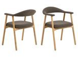 Esszimmerstuhl ACTONA GROUP "Addi, Stuhl, 2er-Set, gepolstert, Moderner Stil, Gestell aus Eiche", eiche, eiche, taupe, B:56cm H:75,5cm T:54cm, 96% Polyester, 4% Acryl, Stühle, Esszimmerstuhl, Mit Armlehnen, geölte Oberfläche, einfache Selbstmontage, Monza-Stoff