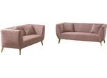 Polstergarnitur HOME AFFAIRE "Lazio modern und bequem, schmale Armlehnen, tolle Detailverarbeitung", rosa (silber, zierkissen silber, rosa), B:255cm H:94cm T:88cm, 93% Polyester, 7% Polyamid, Sitzmöbel-Sets, zwei verschiedene Fußfarben wählbar
