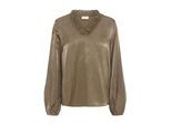 Langarmbluse KAFFE "Langarm-Bluse KAmille", Damen, Gr. 38, beige (morel), Obermaterial: 68% Baumwolle CO. 32% Polyester PES., Blusen