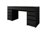 Mirjan24 Schreibtisch, Schwarz, Holzwerkstoff, 9 Schubladen, Rechteckig,Rechteckig, 154x76x55 cm, Arbeitszimmer, Schreibtische, Bürotische