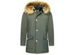 Enos Lange parka jas met bontkraag