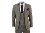 Heren 3-delig bruin visgraat tweed geruit pak