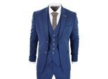 Heren 3-delig blauw tweed wollen twill vintage klassiek pak