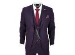 Heren 3-delige Tweed Pak Pruim Paars Ruit Peaky Blinders Klassiek 1920 Gatsby