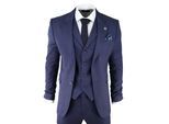 Heren marineblauw 3-delig tweed visgraatpak Peaky Blinders klassiek op maat