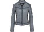 Dames Grijs Retro Gewatteerd Leren Bikerjack - Horten