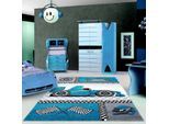 Muratap Kids formule 1 vloerkleed kinderkamer blauw / grijs laagpolig- 160x230 cm