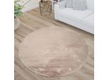 Muratap Paradise fluffy soft vloerkleed hoogpolig effen tapijt wit- 160 cm rond