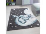 Muratap Kids olifant vloerkleed kinderkamer blauw / grijs laagpolig- 160x230 cm