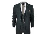 Heren 3-delige Wolkostuum Olijfgroen Tweed Ruit Peaky Blinders 1920 Gatsby Formeel