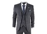 Heren Grijs Ruit 3-delige Tweed Pak Peaky Blinders 1920s Gatsby Aangepast Fit