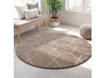 Muratap Trellis uni rond effen laagpolig vloerkleed modern 200 cm rond