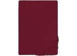 Spannbettlaken BIBERNA "THEA Baumwoll-Jersey mit Elasthan, 160 g/m²", rot (burgund), 1 Stk., Jersey-Elasthan, 90-100x190-220 25cm, Jersey-Elasthan, Obermaterial: 97% Baumwolle, 3% Elasthan, Bettlaken, Spannbettlaken, Bettlaken für Matratzen bis 25 cm Höhe, pflegeleicht, bügelfrei
