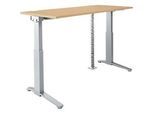 Schäfer Shop Genius Schreibtisch ERGOSTYLE S, elektrisch höhenverstellbar, C-Fuss, B 1600 mm, Ahorn/alusilber, Memorymaster, Kabelschlange
