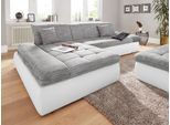 Ecksofa DOMO COLLECTION "MORIC Massiv - Belastbar bis 140 kgxSitz, 300x172 cm, XXL-Format", grau (weiß, grau), B:300cm H:80cm T:172cm, Kunstleder SOFTLUX / Struktur (90% Polyester, 10% Polyacryl), Sofas, Ecksofa, L-Form, 140kg Belastung/Sitz, Kunstleder SOFTLUX und Struktur