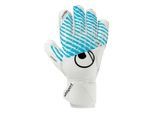 Torwarthandschuhe UHLSPORT "Torwarthandschuhe FM Cybertec Supersoft", Herren, Gr. 9.5, weiß (weiß, cyberblau, schwarz), Obermaterial: 81% Gummi rubber. 13% Polyester PES. 6% Nylon NY., Handschuhe Torwarthandschuhe