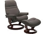 Relaxsessel STRESSLESS "Sunrise", grau (metal grau paloma), B:75cm H:100cm T:73cm, Leder BATICK: BATICK ist ein leicht korrigiertes, durchgefärbtes und genarbtes Möbelleder, bei dem die meisten Unebenheiten und Spuren in der Regel entfernt wurden.;Leder PALOMA: PALOMA ist ein durchgefärbtes Semianilin-Möbelleder mit natürlicher Narbung.;ROHLEDER Stoff Q2 FARON: Ein fester zuverlässiger Bouclé mit