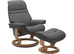 Relaxsessel STRESSLESS "Sunrise", grau (grau batick), B:75cm H:100cm T:73cm, Leder BATICK: BATICK ist ein leicht korrigiertes, durchgefärbtes und genarbtes Möbelleder, bei dem die meisten Unebenheiten und Spuren in der Regel entfernt wurden.;Leder PALOMA: PALOMA ist ein durchgefärbtes Semianilin-Möbelleder mit natürlicher Narbung.;ROHLEDER Stoff Q2 FARON: Ein fester zuverlässiger Bouclé mit einem