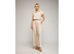 Rechte broek met gerimpelde tailleband
