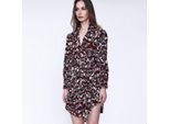 Kort drape -effectjurk met bladafdruk