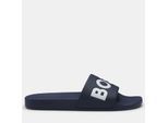 Men's Boss Aryeh Italian Made Slides with Large Logo Detail in Dark Blue