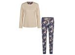 By Louise Dames pyjama set jersey katoen gebloemd oranje blauw