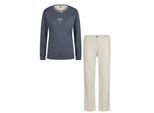 By Louise Dames winter pyjama set lang interlock blauw