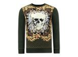 Montfleuri Sweater met print skull strass