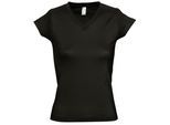 SOLS Dames/dames Maan V Hals T-Shirt met korte mouwen (Diep zwart)