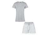 By Louise Dames korte pyjama set shortama blauw/wit gestipt