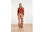 Smashed Lemon Wijde broek met tie-dye look print in bruin en roze