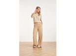 Smashed Lemon Luchtige wide leg broek in zandkleur – stijlvolle essentials