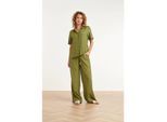 Smashed Lemon Stijlvolle wide-leg broek met gladde tailleband