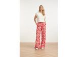 Smashed Lemon Wijde broek met rood-witte golvende print